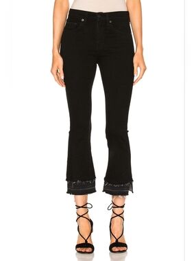 EUC- Rag & Bone 10" Inch Crop Flare Double Raw Hem Black Coal Jeans Size 24